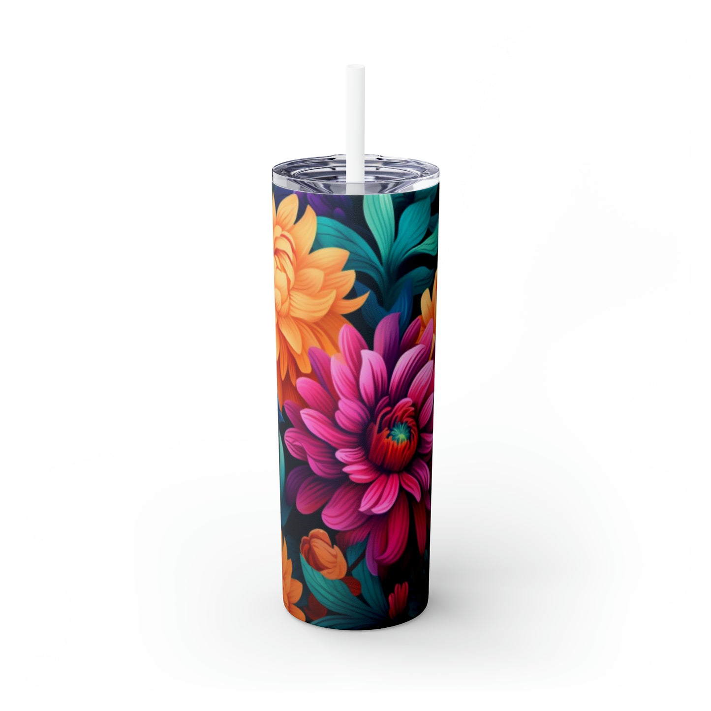 Exotic Floral | Skinny Tumbler with Straw, 20oz