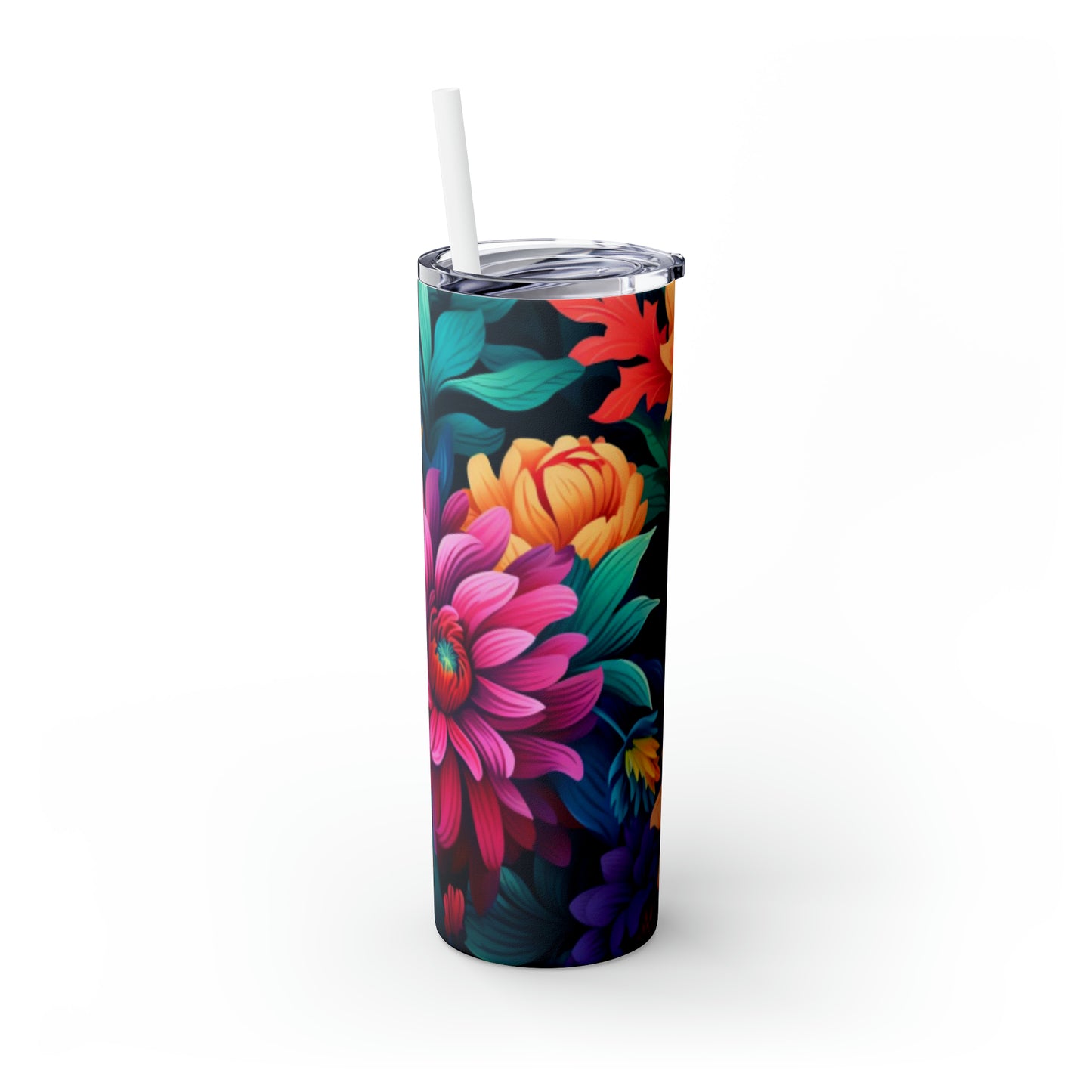 Exotic Floral | Skinny Tumbler with Straw, 20oz