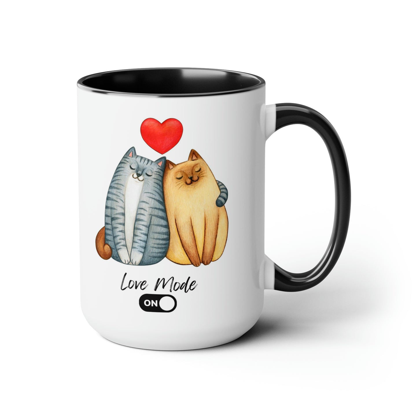 Love Mode Cats | Two-Tone Coffee Mugs, 15oz