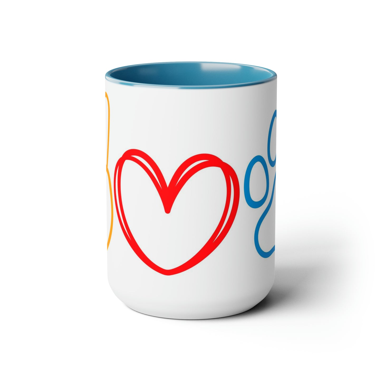 Peace, Love, Paws | Two-Tone Coffee Mugs, 15oz