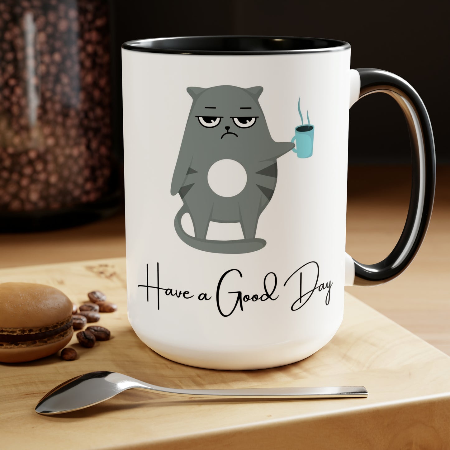 Have A Good Day Cat | Two-Tone Coffee Mugs, 15oz