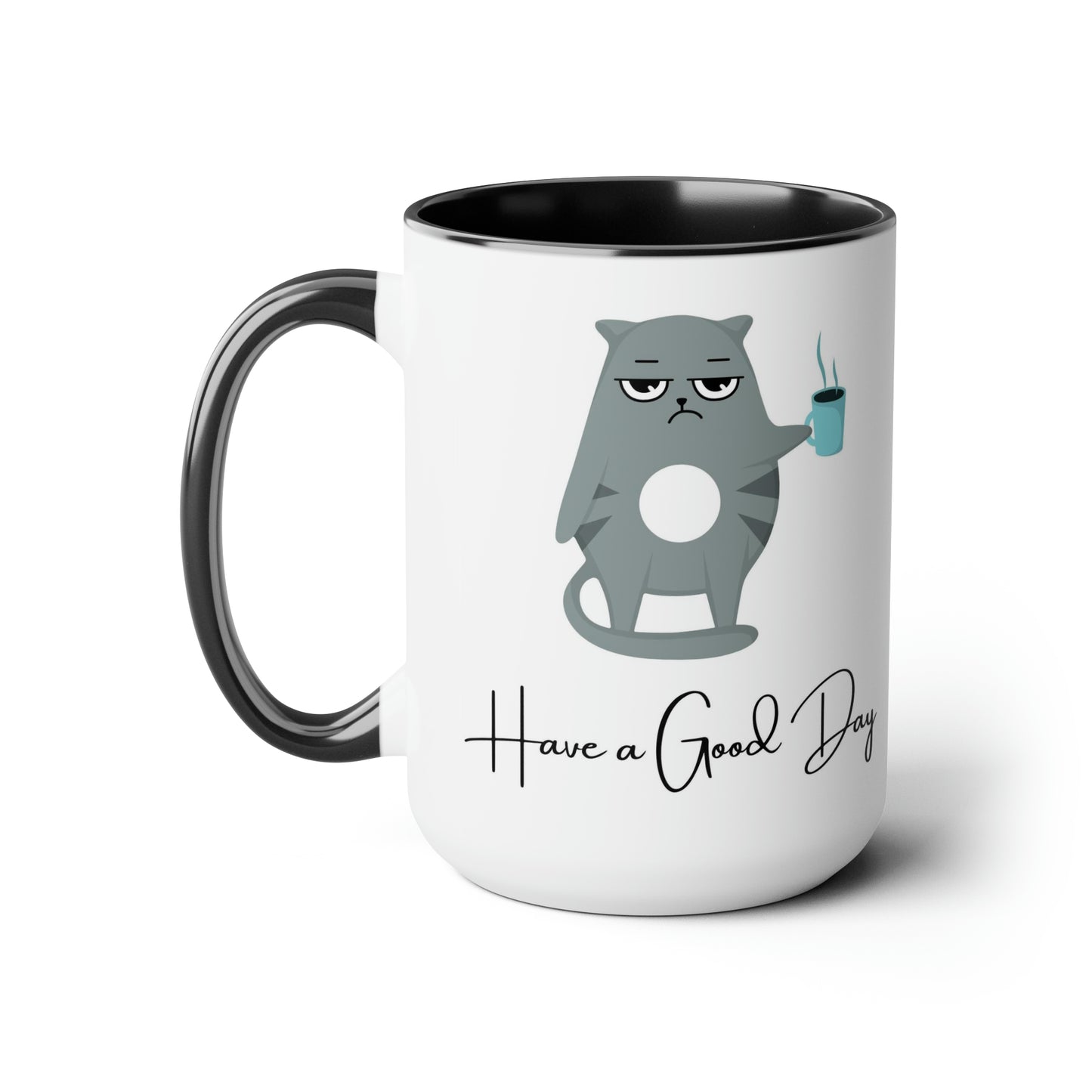 Have A Good Day Cat | Two-Tone Coffee Mugs, 15oz