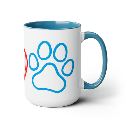 Peace, Love, Paws | Two-Tone Coffee Mugs, 15oz