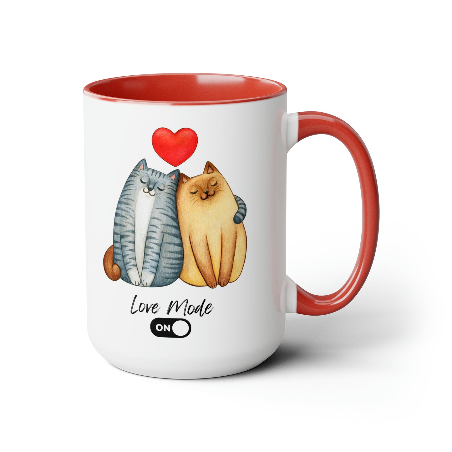 Love Mode Cats | Two-Tone Coffee Mugs, 15oz