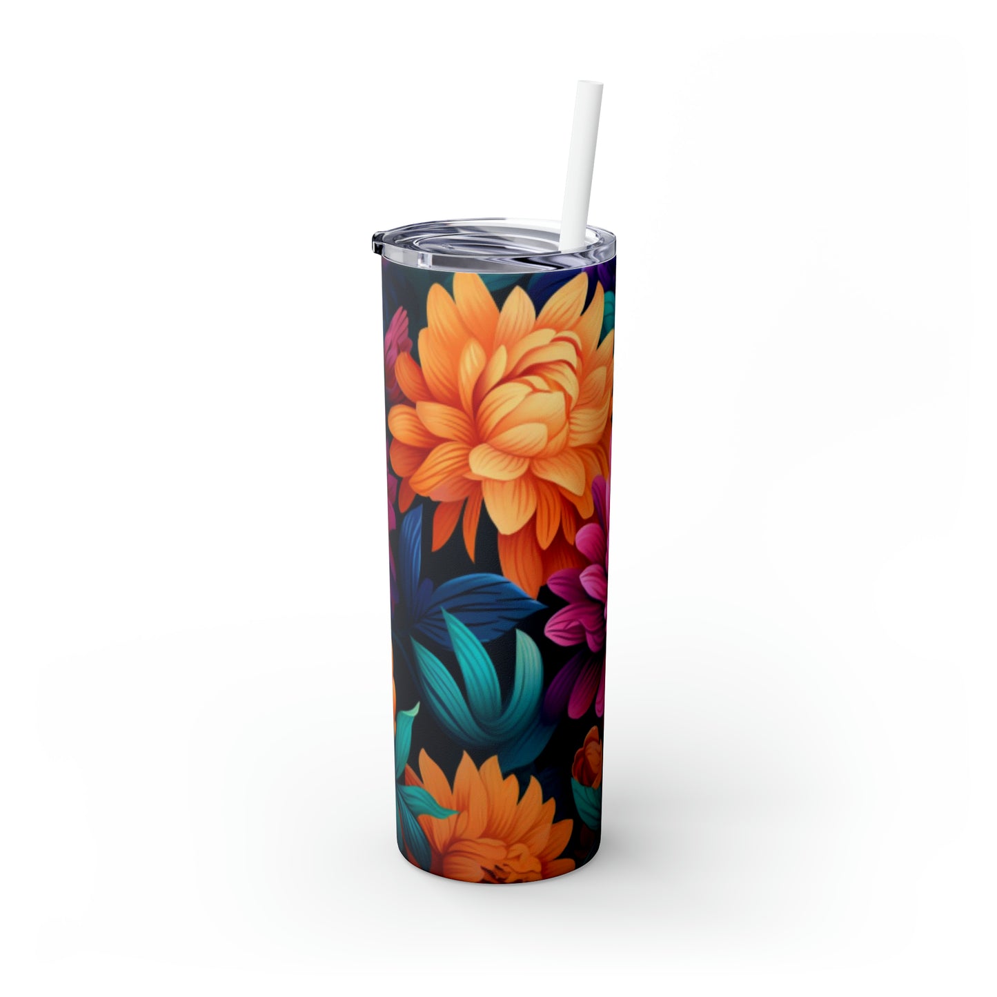 Exotic Floral | Skinny Tumbler with Straw, 20oz