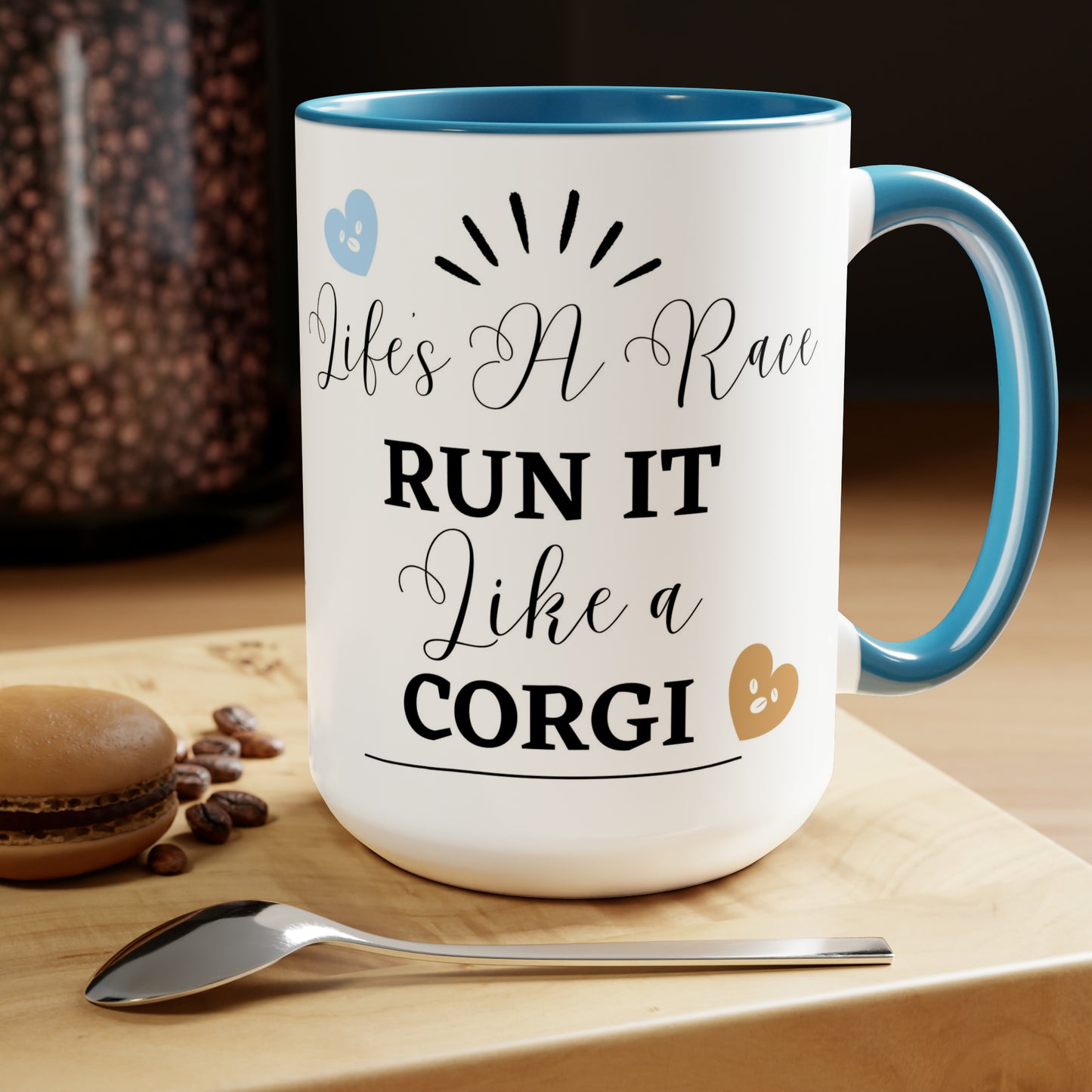 Run It Like A Corgi | Two-Tone Coffee Mugs, 15oz