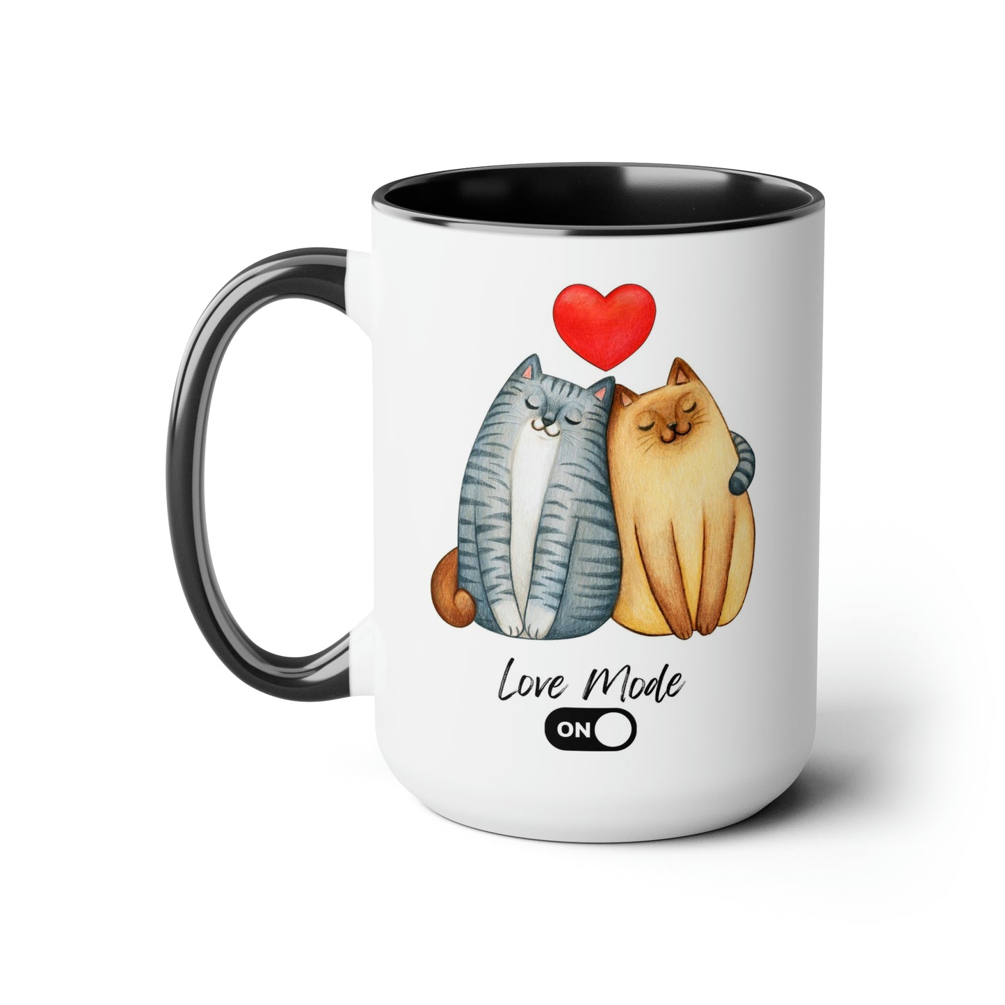 Love Mode Cats | Two-Tone Coffee Mugs, 15oz