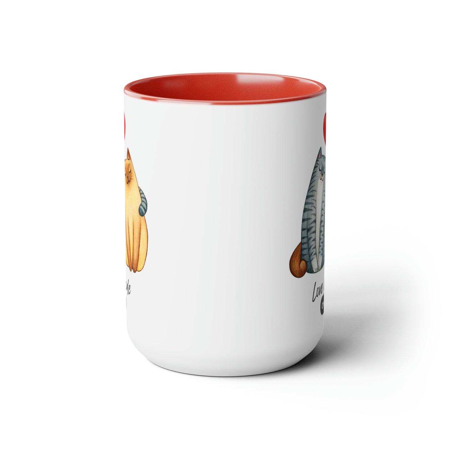 Love Mode Cats | Two-Tone Coffee Mugs, 15oz