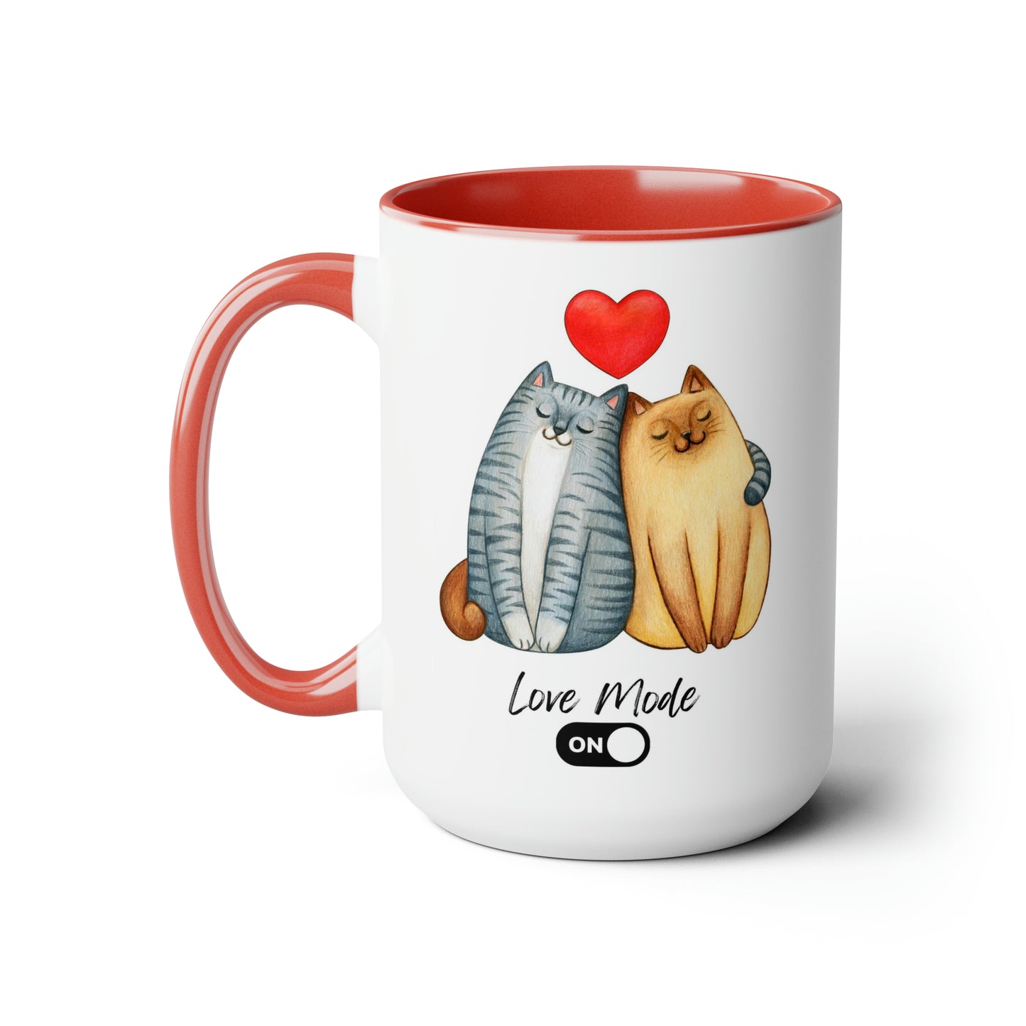 Love Mode Cats | Two-Tone Coffee Mugs, 15oz