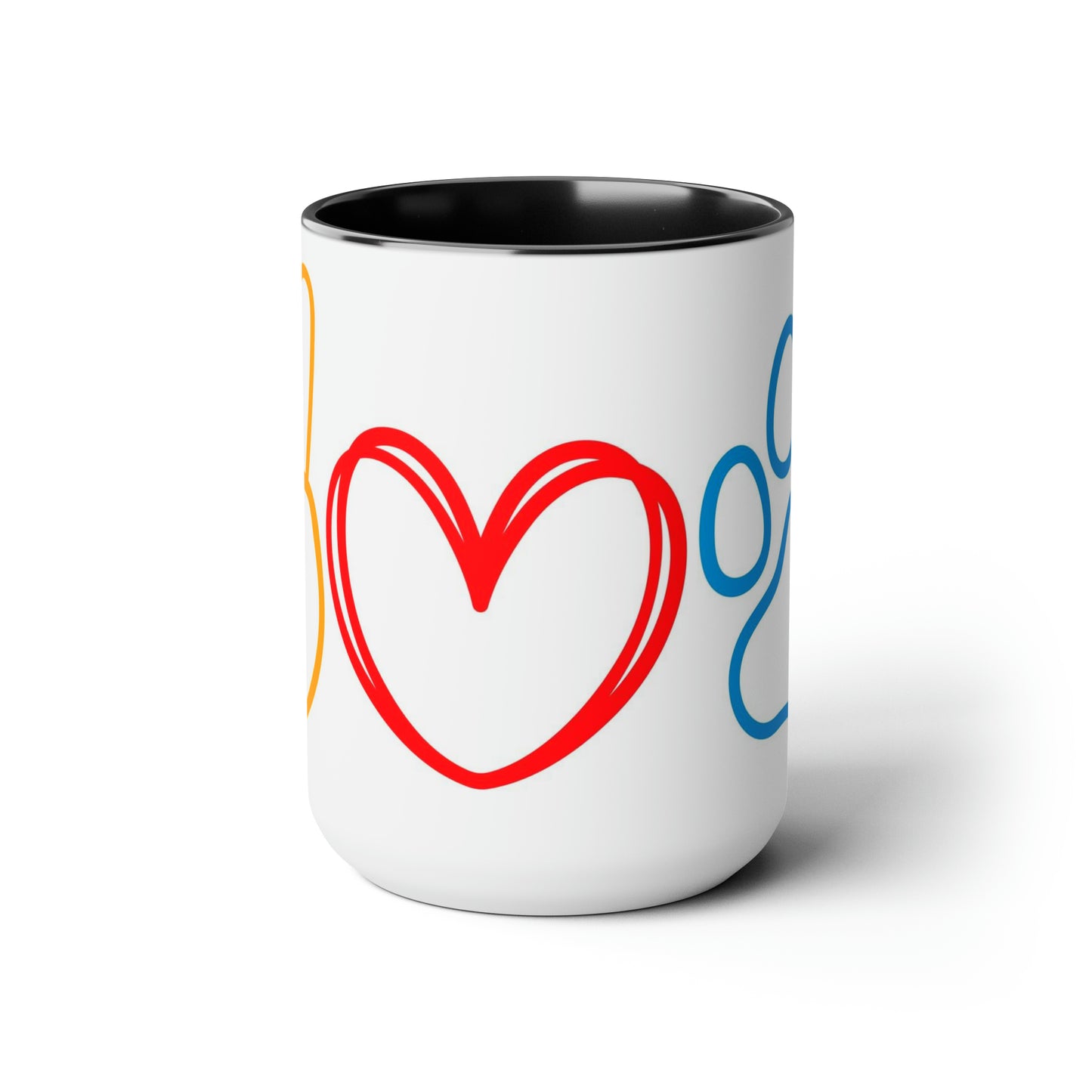 Peace, Love, Paws | Two-Tone Coffee Mugs, 15oz