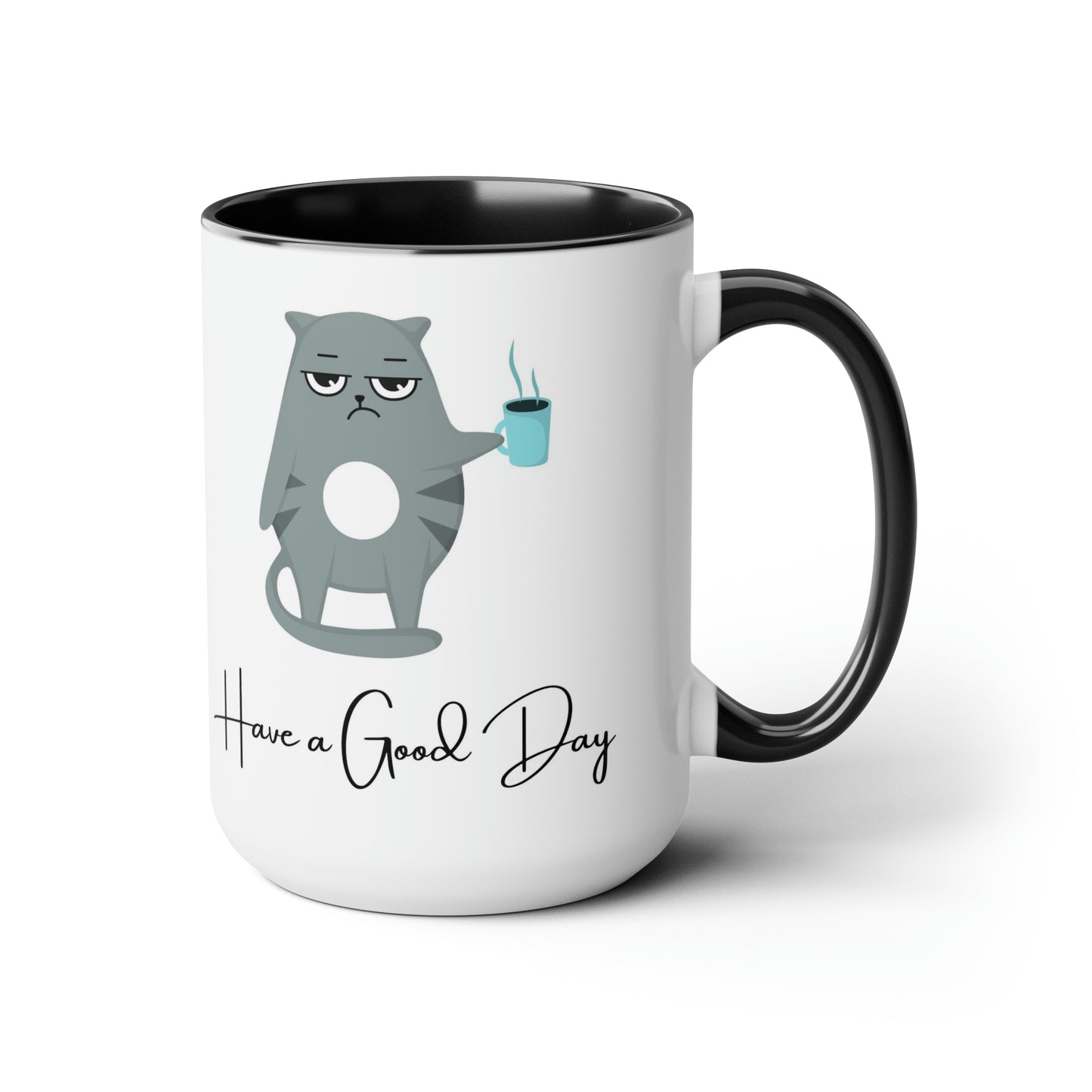 Have A Good Day Cat | Two-Tone Coffee Mugs, 15oz