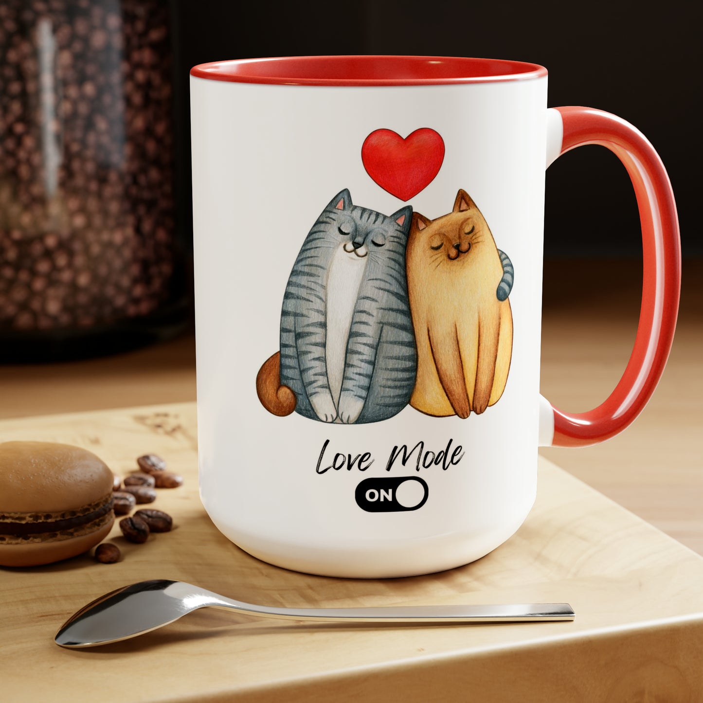 Love Mode Cats | Two-Tone Coffee Mugs, 15oz