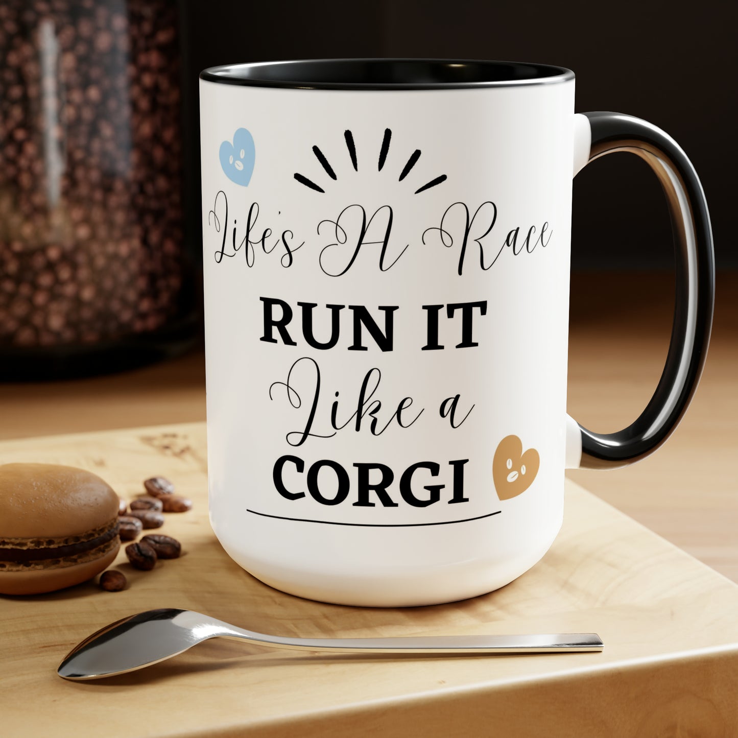 Run It Like A Corgi | Two-Tone Coffee Mugs, 15oz