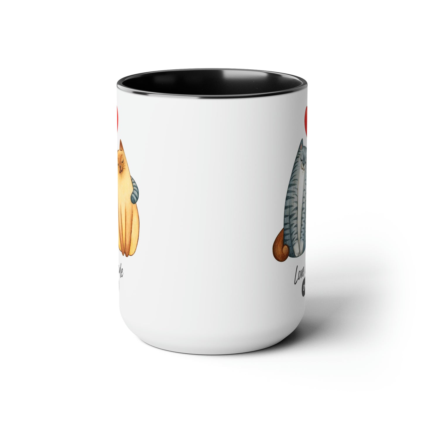 Love Mode Cats | Two-Tone Coffee Mugs, 15oz