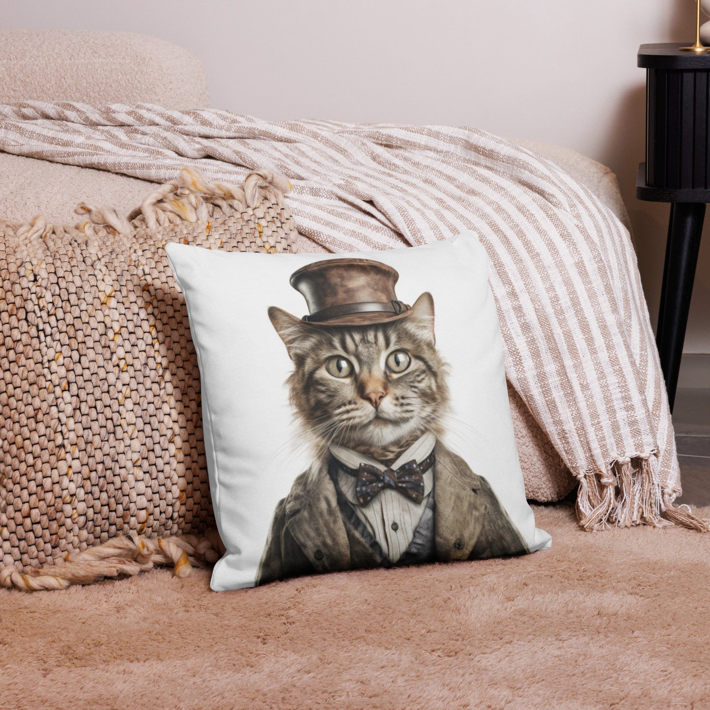 Tabby Top Hat | Premium Throw Pillow