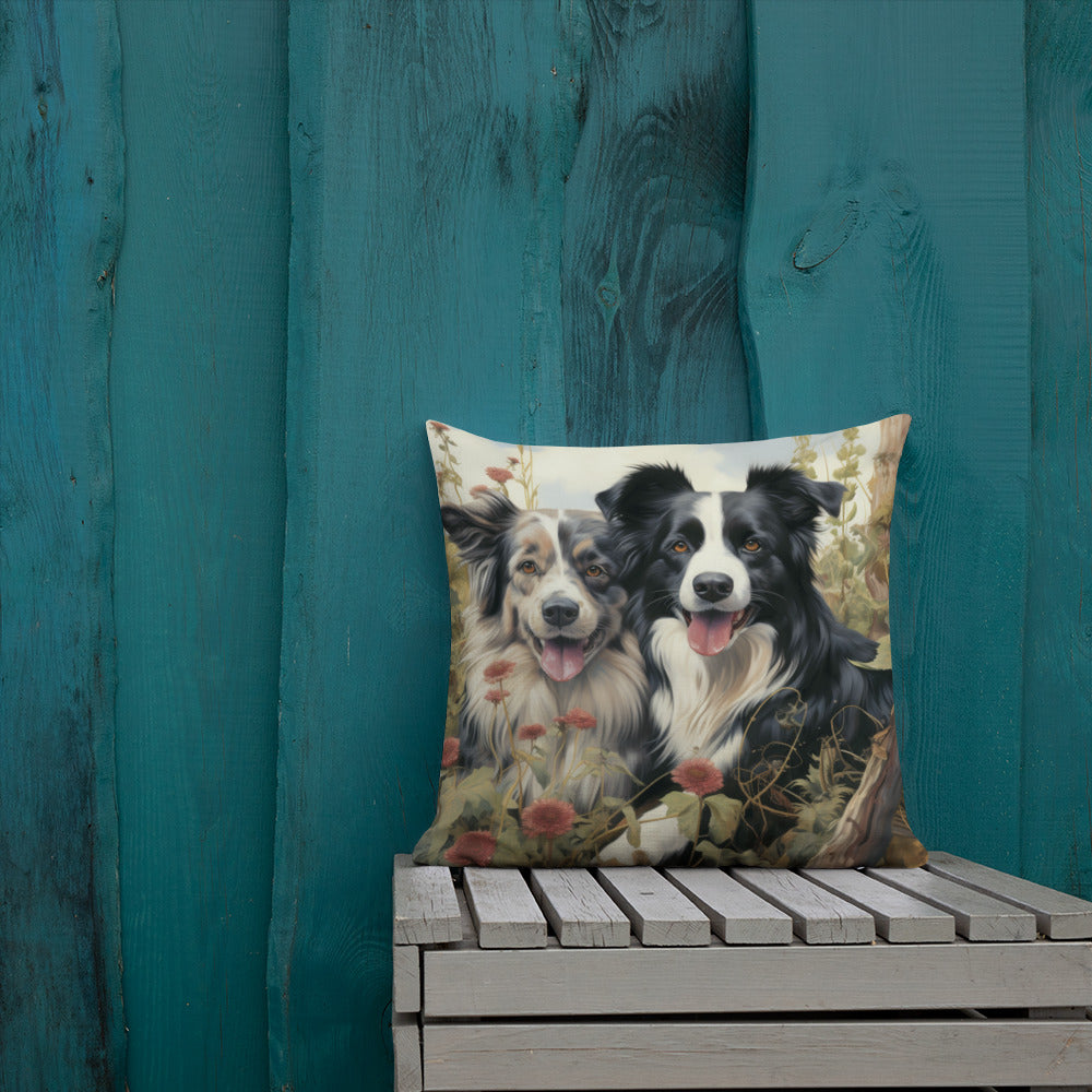 Spring Collies | Premium Throw Pillow