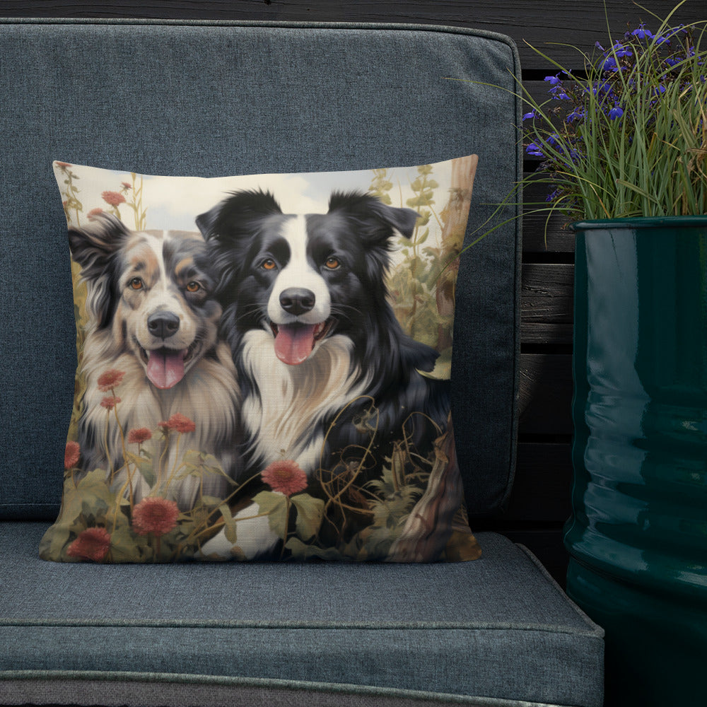 Spring Collies | Premium Throw Pillow