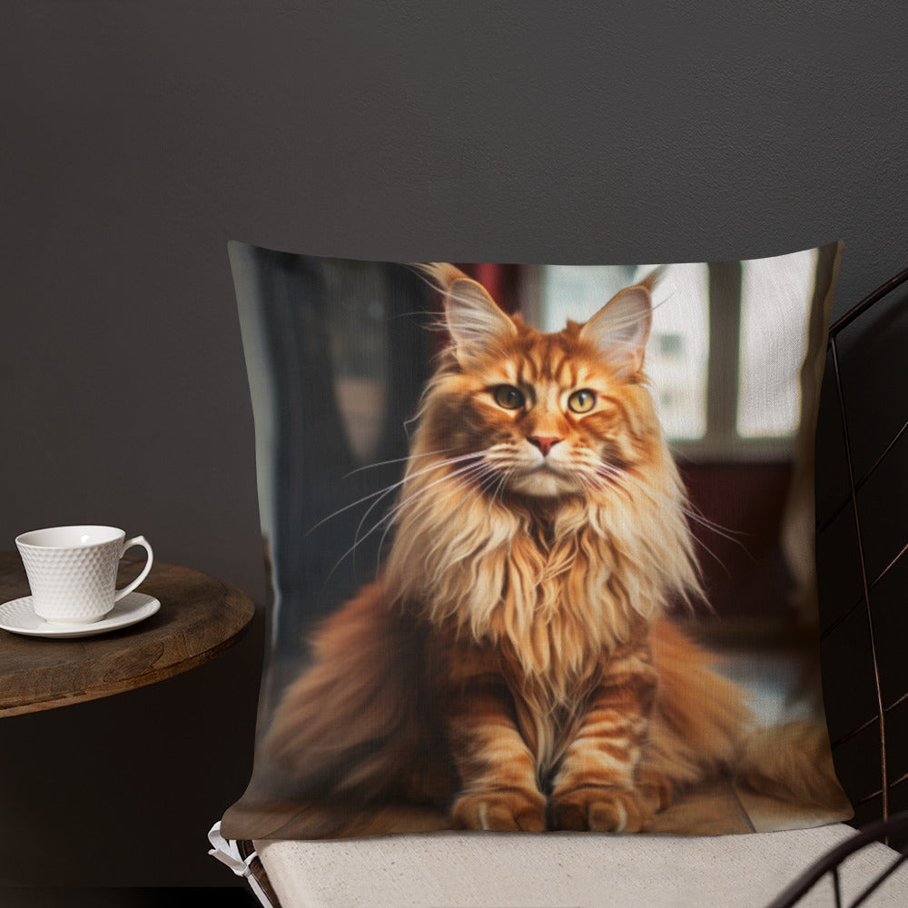 Orange Maine Coon | Premium Throw Pillow