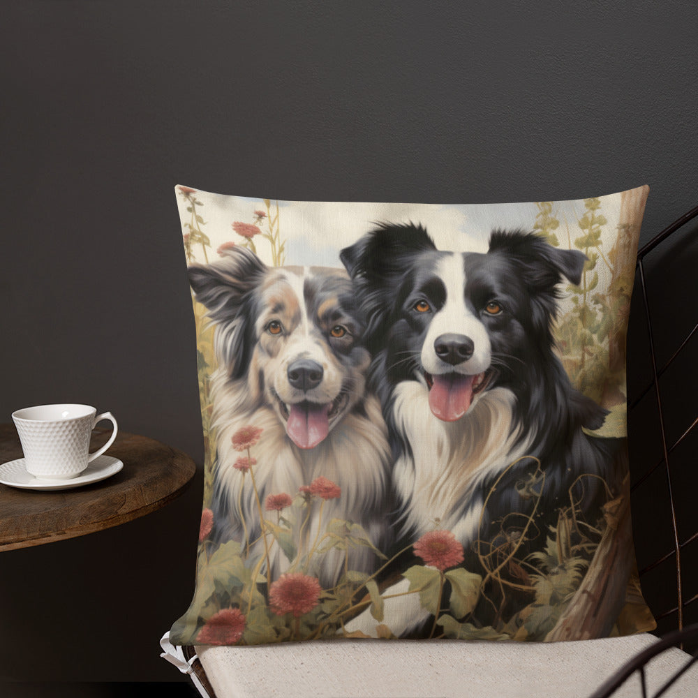 Spring Collies | Premium Throw Pillow