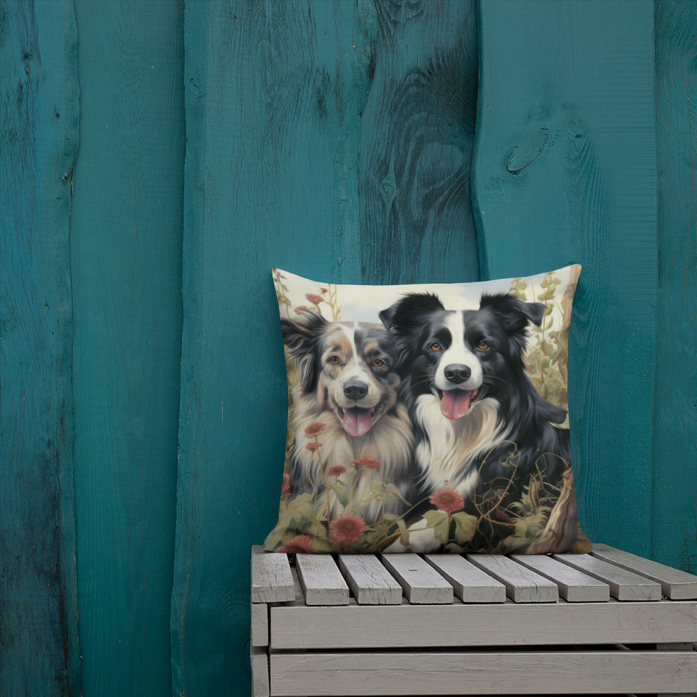 Spring Collies | Premium Throw Pillow