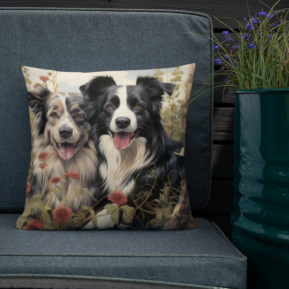 Spring Collies | Premium Throw Pillow