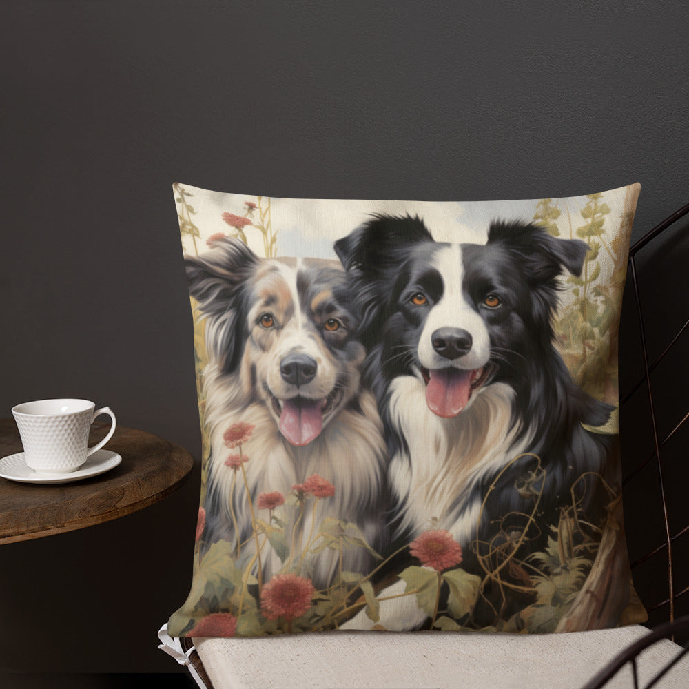 Spring Collies | Premium Throw Pillow