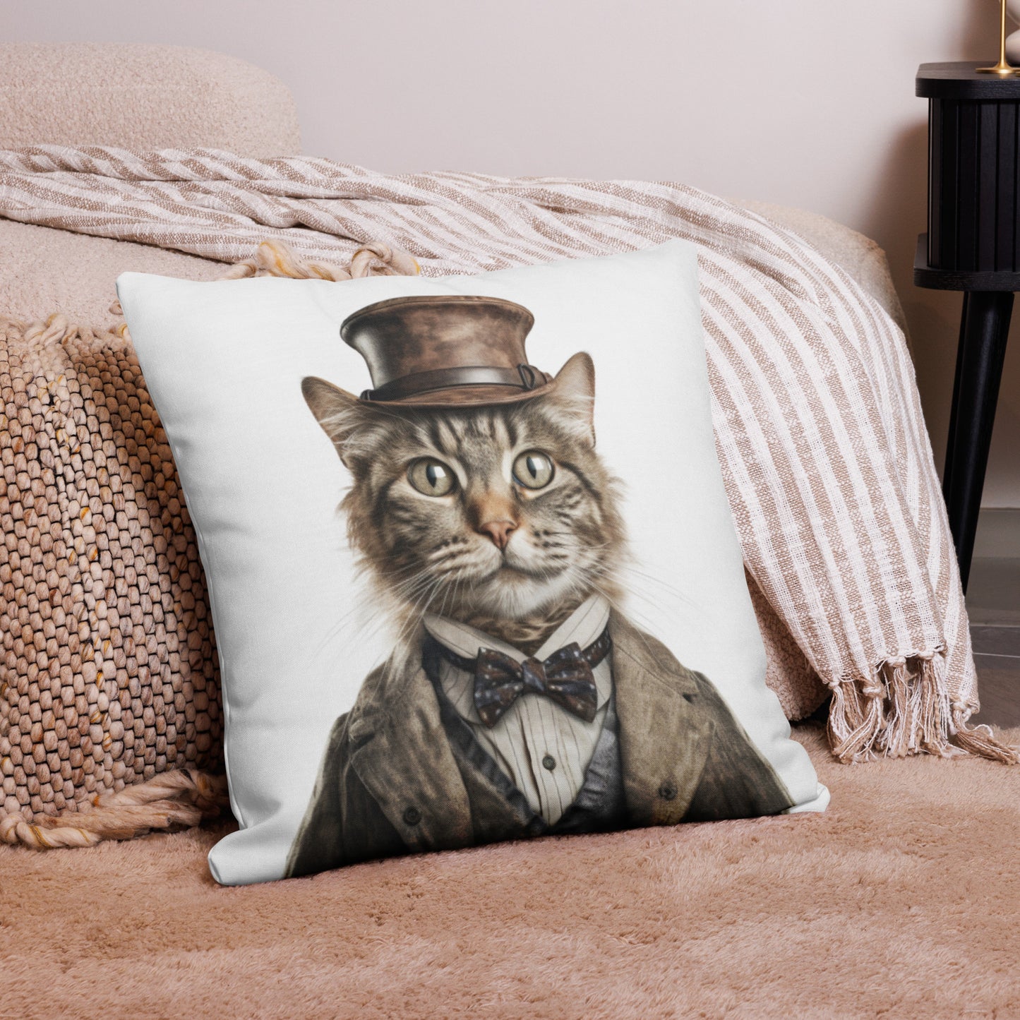 Tabby Top Hat | Premium Throw Pillow