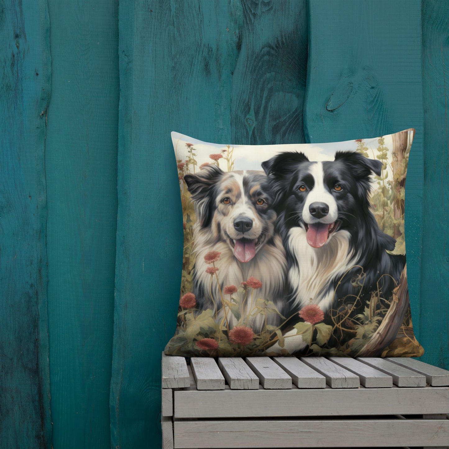 Spring Collies | Premium Throw Pillow