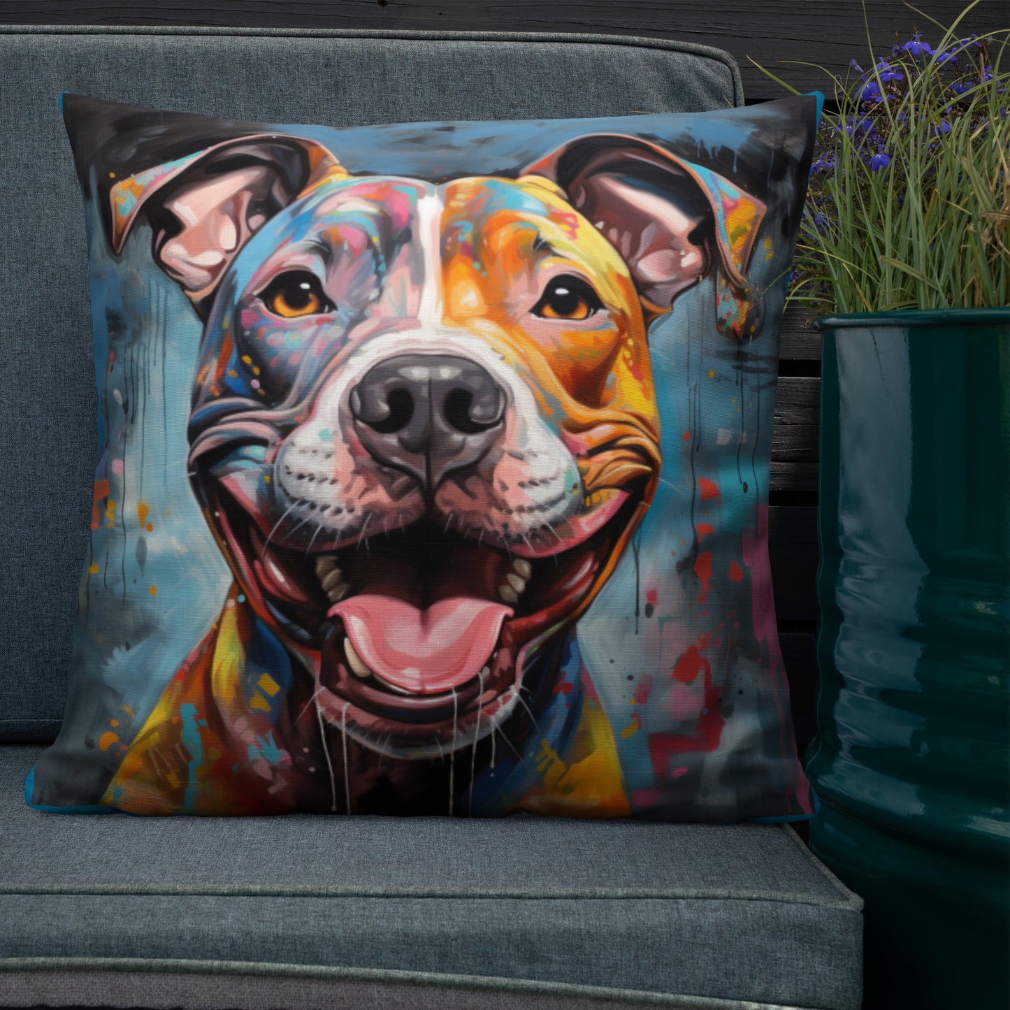 Graffiti Pitbull | Premium Throw Pillow