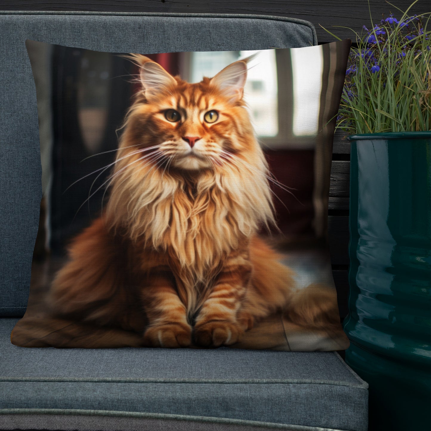 Orange Maine Coon | Premium Throw Pillow