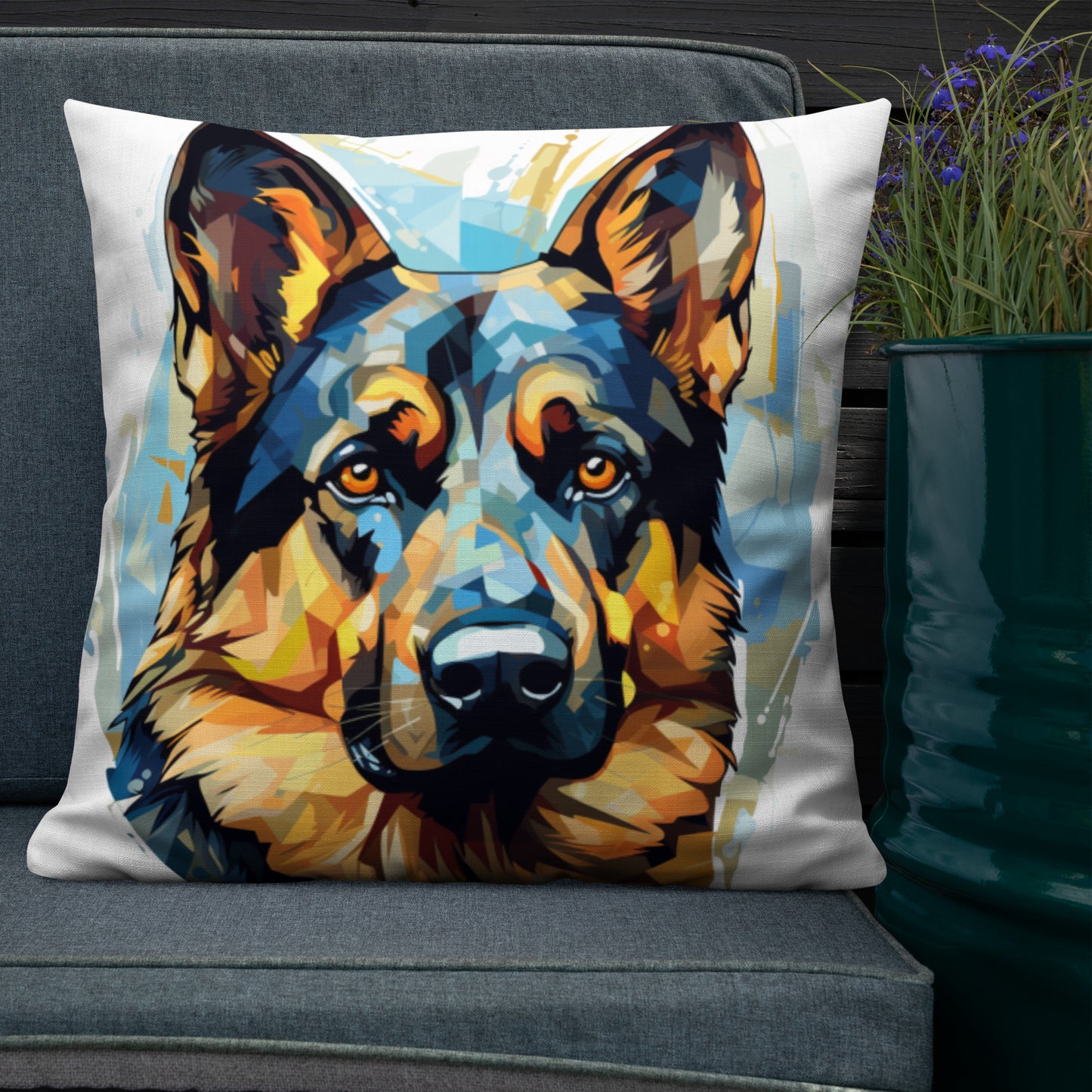 Watercolor German Shepherd | Premium Throw Pillow