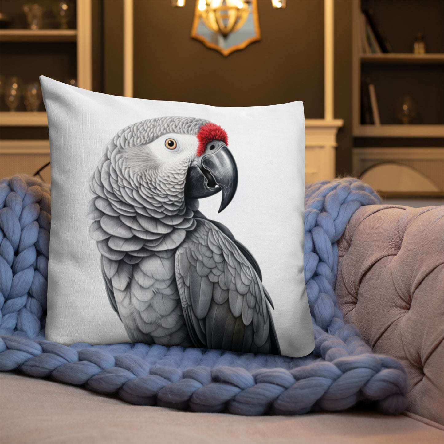 African Grey Hunk | Premium Throw Pillow