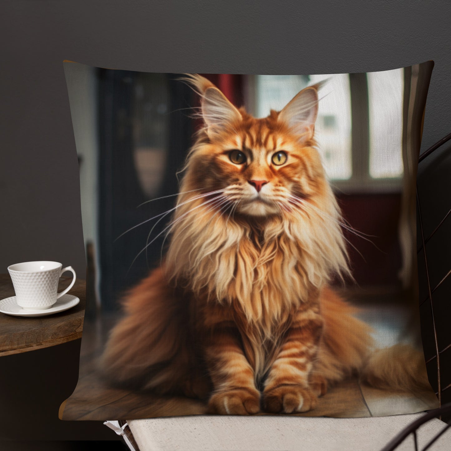 Orange Maine Coon | Premium Throw Pillow