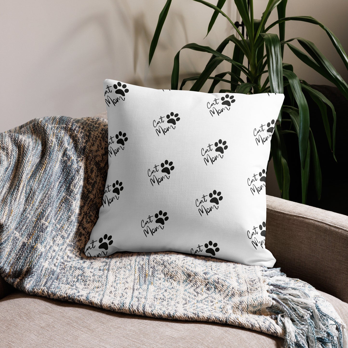 Cat Mom & Whiskers | Premium Throw Pillow