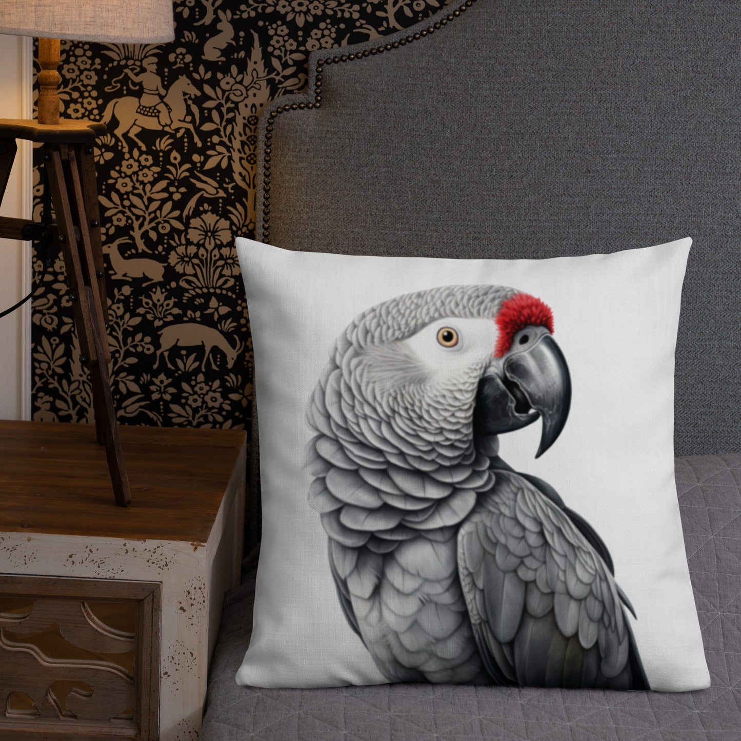 African Grey Hunk | Premium Throw Pillow