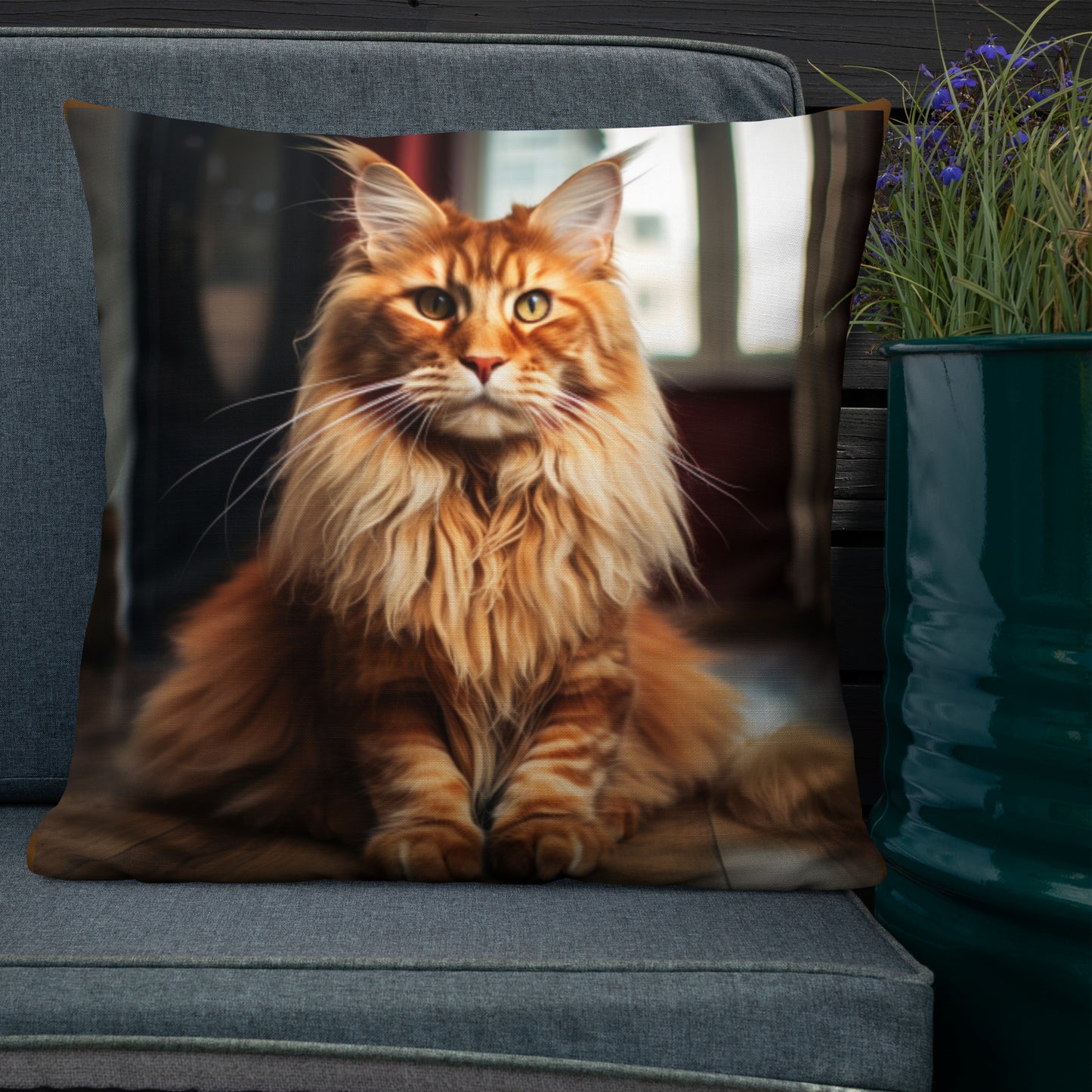 Orange Maine Coon | Premium Throw Pillow