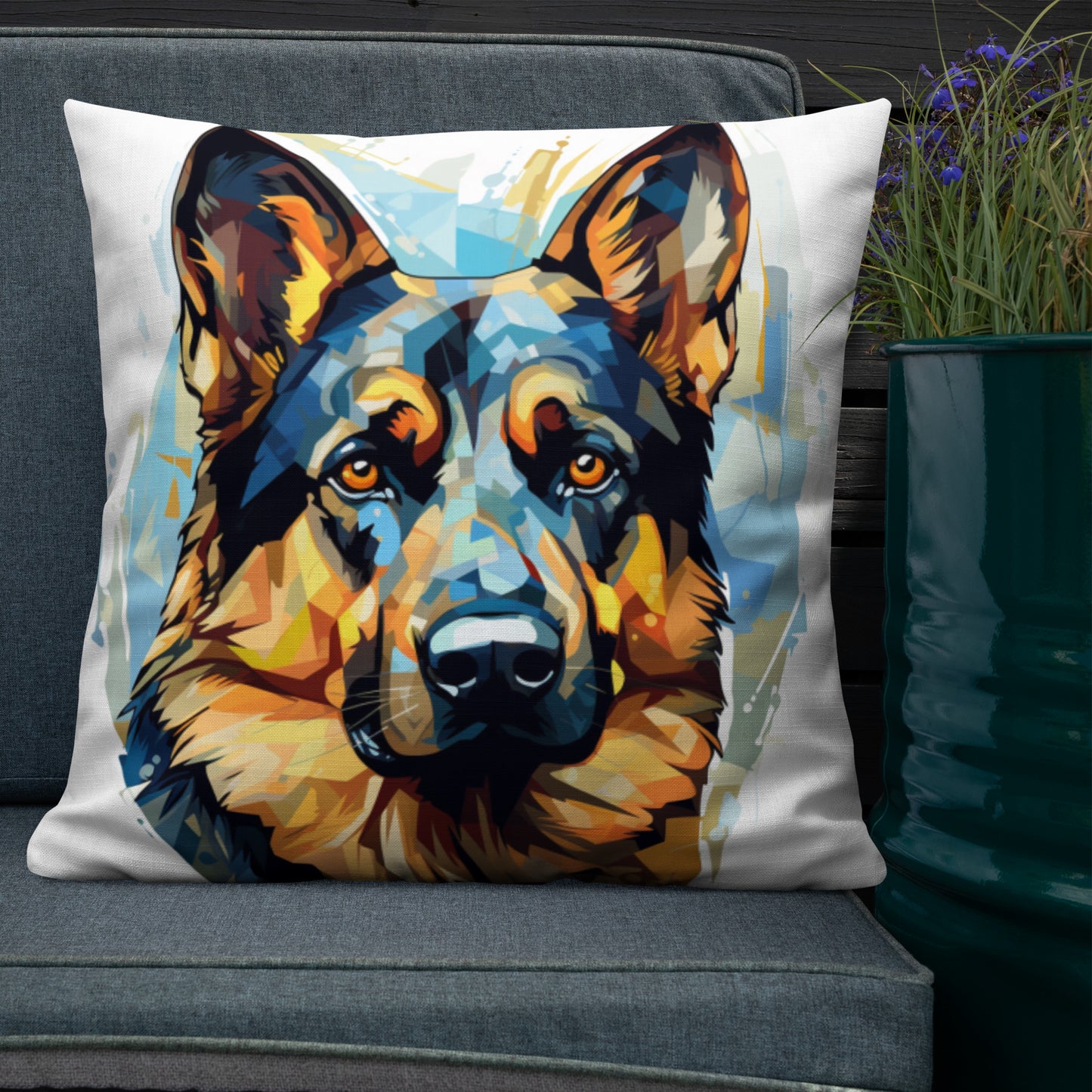 Watercolor German Shepherd | Premium Throw Pillow