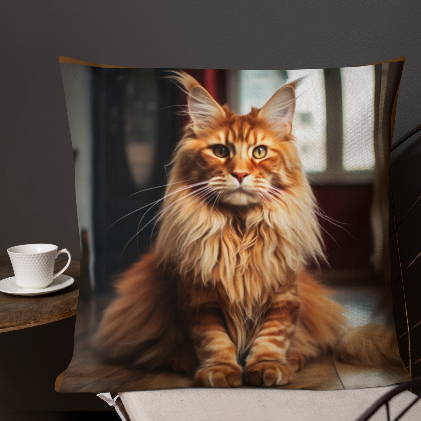 Orange Maine Coon | Premium Throw Pillow