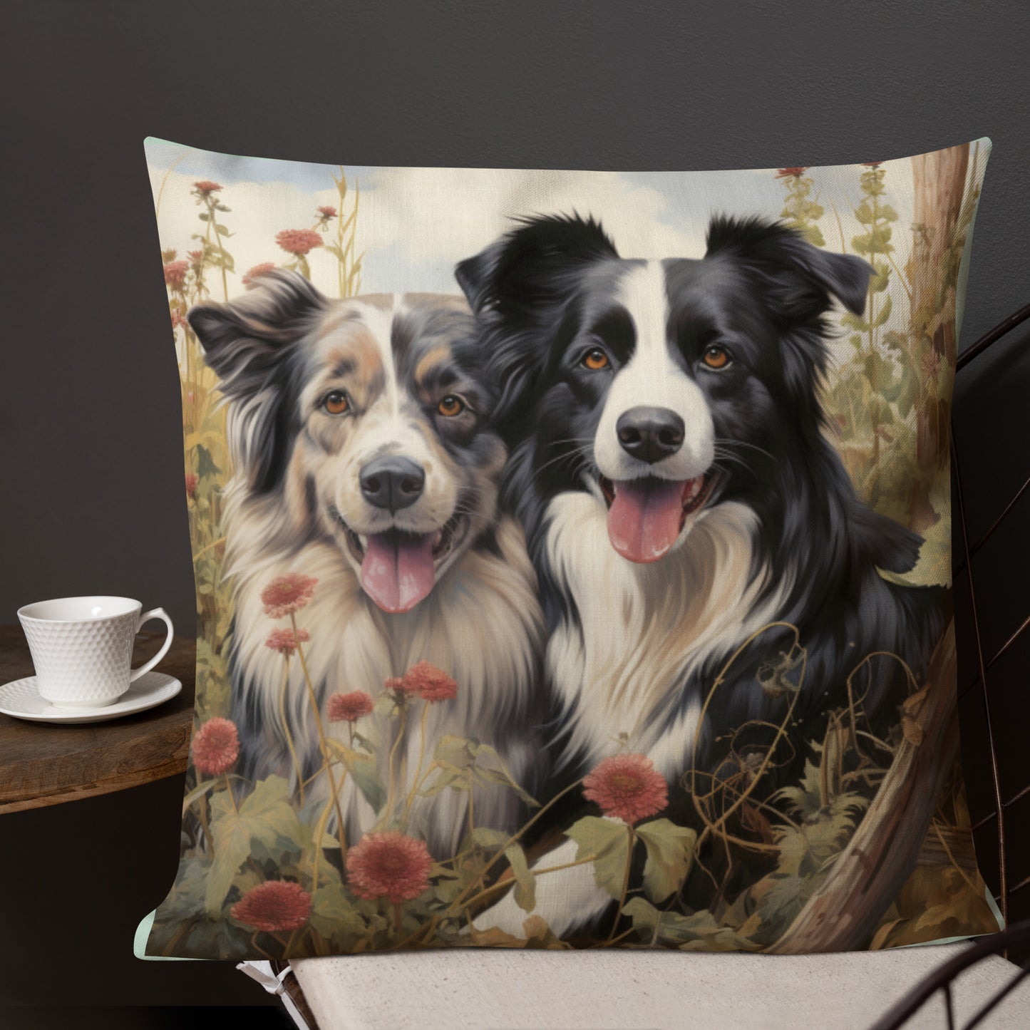 Spring Collies | Premium Throw Pillow